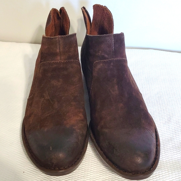 Born Kerri Brown Leather Back Zipper Ankle Boots Size 8 - Picture 2 of 13